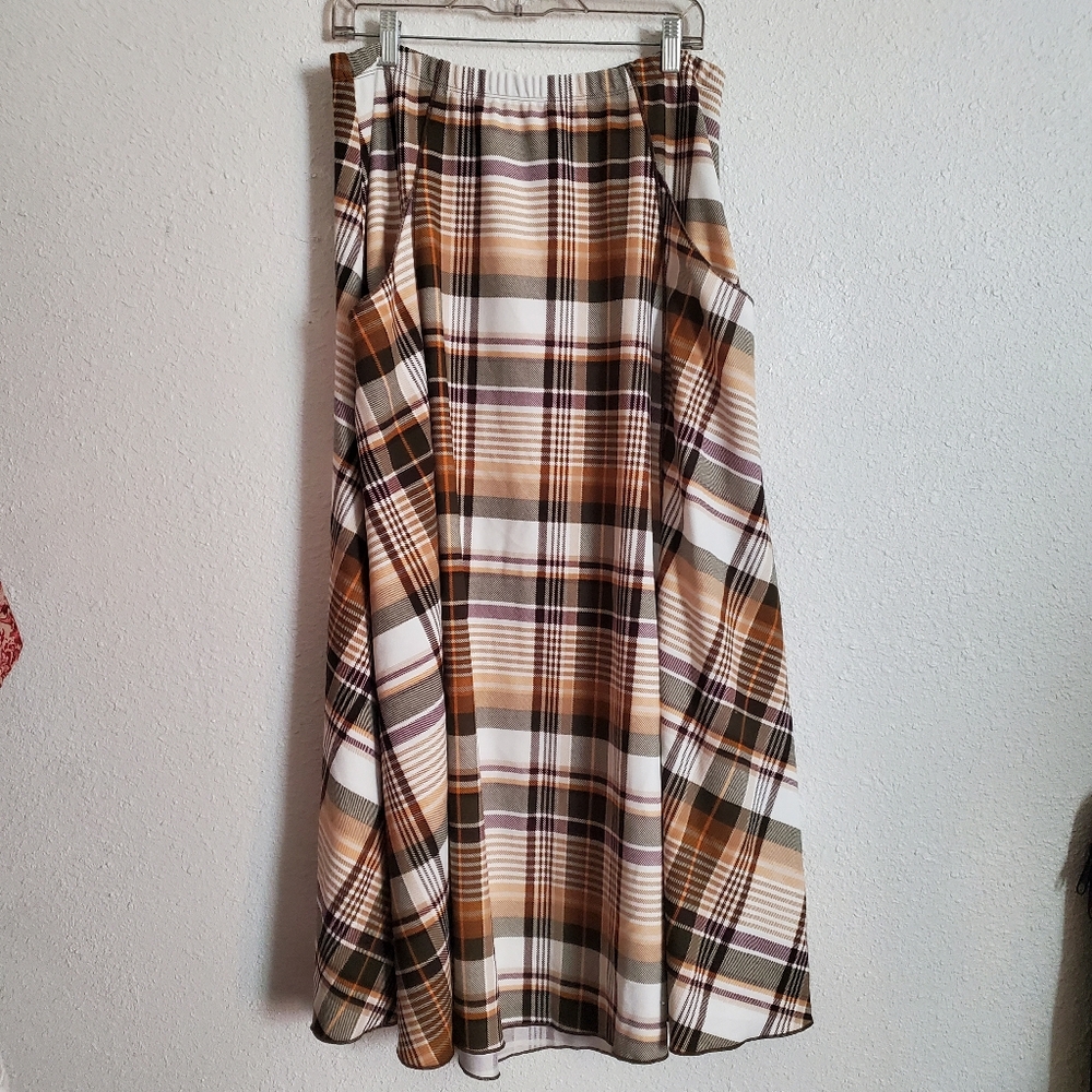 Plaid Brown and White Women's Skirt